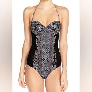 Minkpink Women's Black Patterned One-Piece Swimsuit, Size S